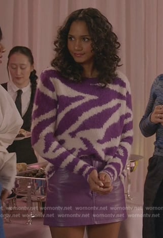 Layla’s purple tiger stripe sweater on All American