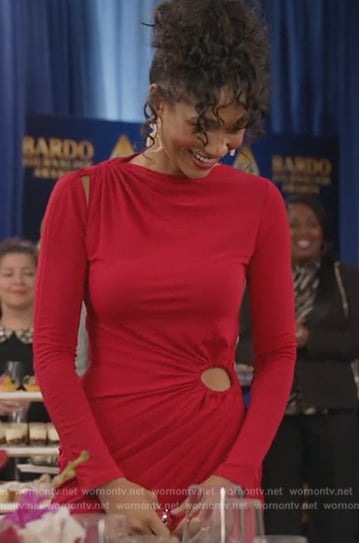 Layla’s red ring embellished dress on All American