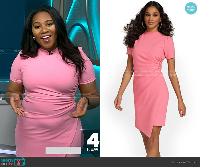Lena Cinched-Side Asymmetric Crepe Dress In Pink worn by Kay Angrum on NBC News Daily