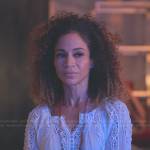 Lena’s white lace inset peasant top on Good Trouble