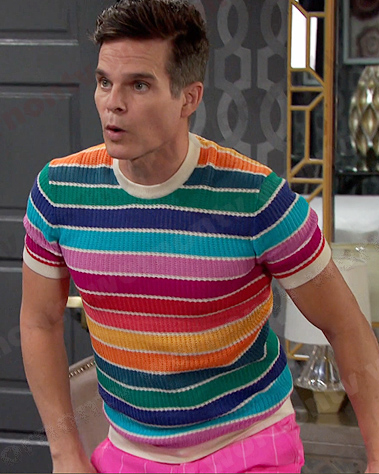 Leo’s rainbow striped tee on Days of our Lives