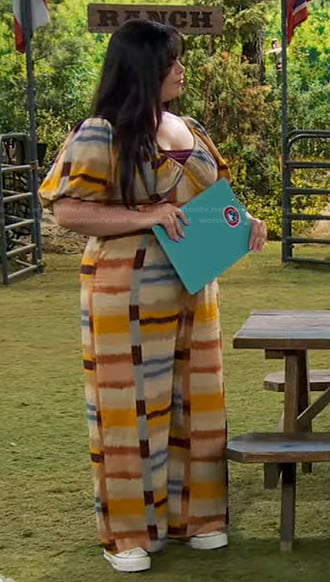 Lou’s yellow plaid jumpsuit on Bunkd