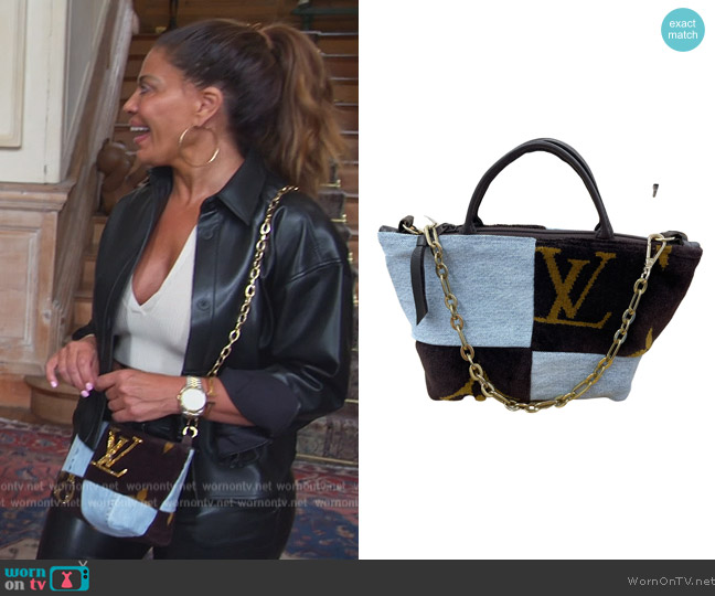 Louis Vuitton Mini patched satch worn by Dolores Catania on The Real Housewives of New Jersey