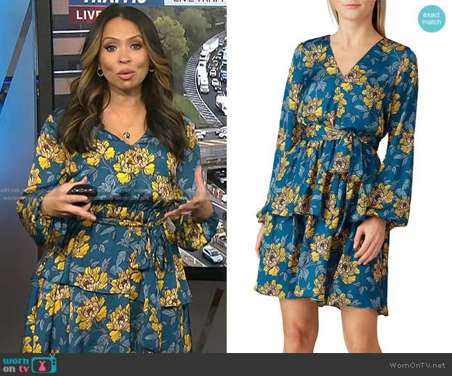 Louna Floral Ruffle Layer Dress worn by Adelle Caballero on Today