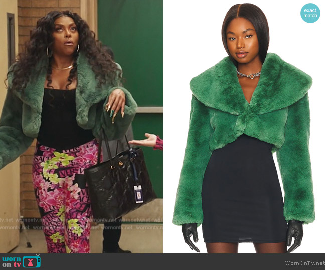 Lovers and Friends Zoe Cropped Jacket worn by Vanetta (Taraji P. Henson) on Abbott Elementary
