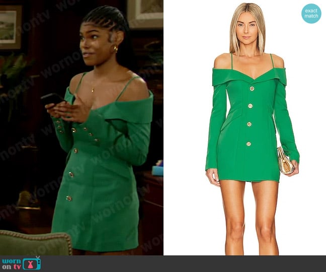 Lovers + Friends Sadie Blazer Dress in Clover Green worn by Paris Buckingham (Diamond White) on The Bold and the Beautiful