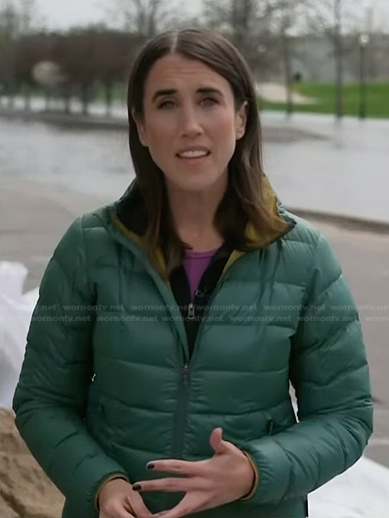 Maggie Vespa’s green puffer jacket on NBC News Daily