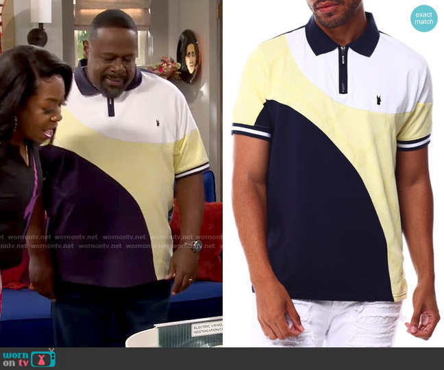 Makobi Monogram Polo Shirt worn by Calvin (Cedric The Entertainer) on The Neighborhood