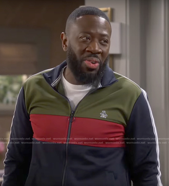 Malcolm’s colorblock track jacket on The Neighborhod