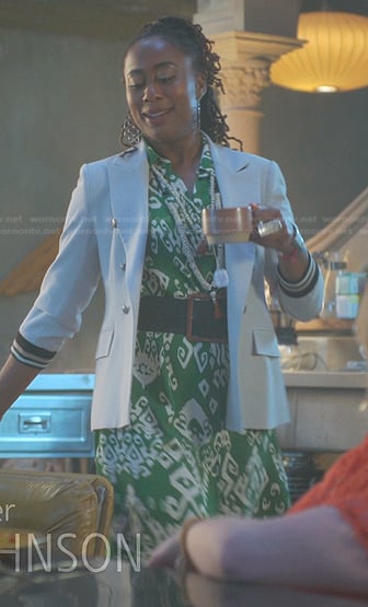 Malika’s green printed dress on Good Trouble