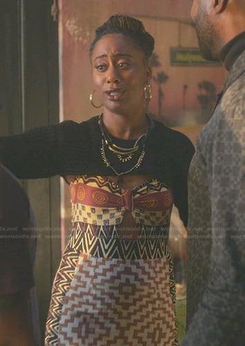 Malika’s printed cutout dress on Good Trouble