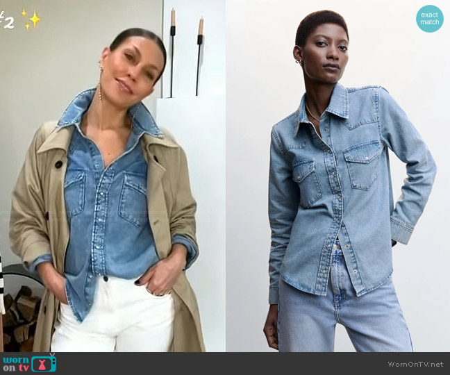 Mango Chest-Pocket Denim Shirt worn by Melissa Garcia on Today