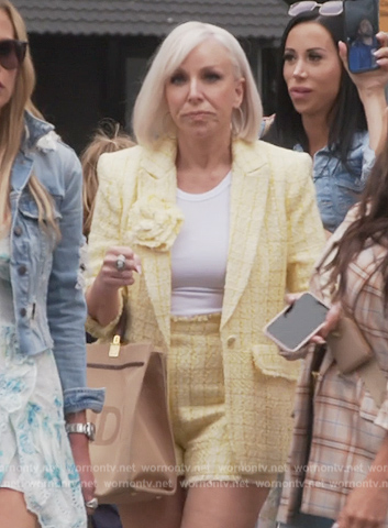 Margaret’s yellow tweed blazer and shorts on The Real Housewives of New Jersey