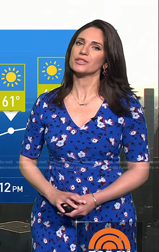 Maria’s blue floral v-neck dress on Today