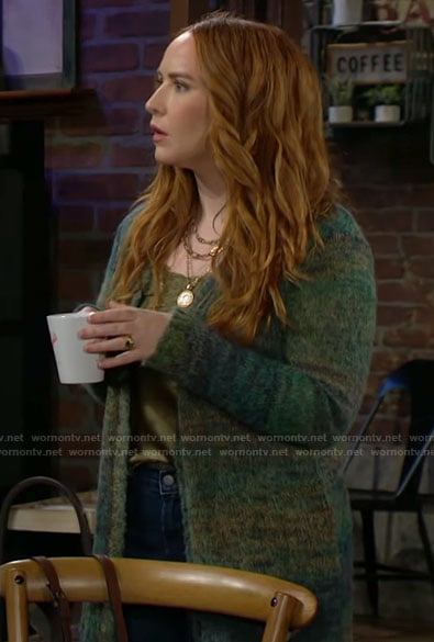 Mariah’s long green cardigan on The Young and the Restless