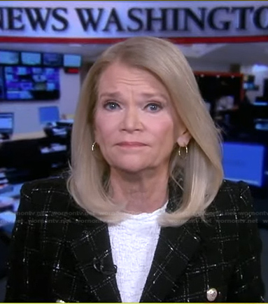 Martha Raddatz’s black check tweed blazer on Good Morning America