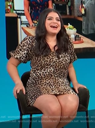 Mayan Lopez’s leopard print mini dress on Access Hollywood
