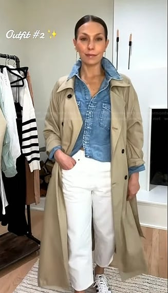 Melissa Garcia’s denim shirt and beige trench coat on Today