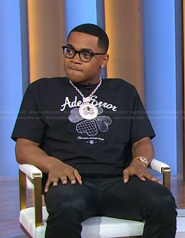 Michael Rainey Jr.’s black embroidered tee on Good Morning America