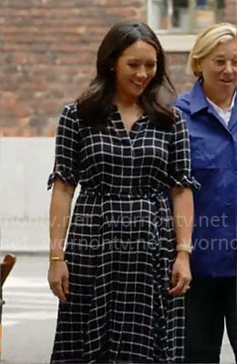 Nancy Chen’s black checked shirtdress on CBS Mornings