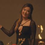 Naomi’s black lace trim mini dress on Beef