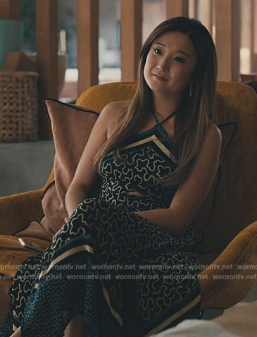 Naomi’s printed halter neck dress on Beef