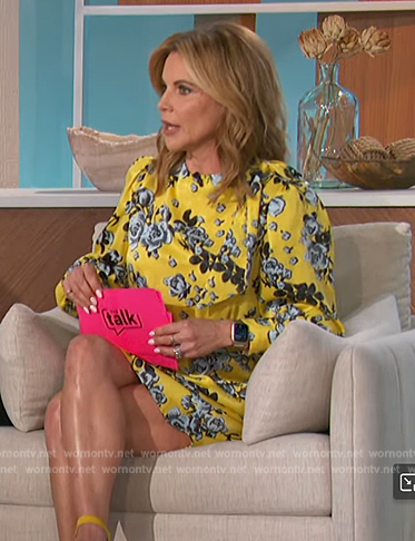 Natalie’s yellow floral print mini dress on The Talk