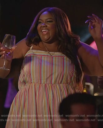 Nicky’s striped midi dress on Grand Crew