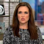 Nikki Battiste’s black and white printed dress on CBS Mornings