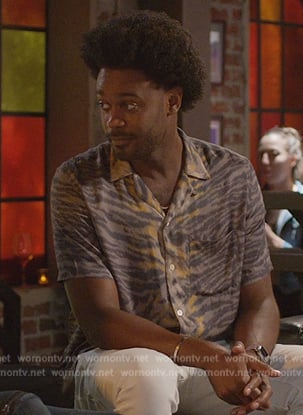 Noah’s animal print short sleeve shirt on Grand Crew