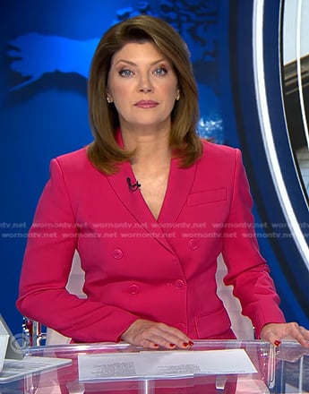 Norah’s pink blazer on CBS Evening News