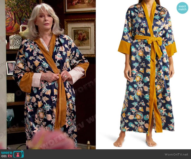 Nordstrom Velveteen Trim Satin Robe worn by Marlena Evans (Deidre Hall) on Days of our Lives