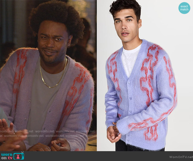 Obey Temple Cardigan worn by Noah Koles (Echo Kellum) on Grand Crew