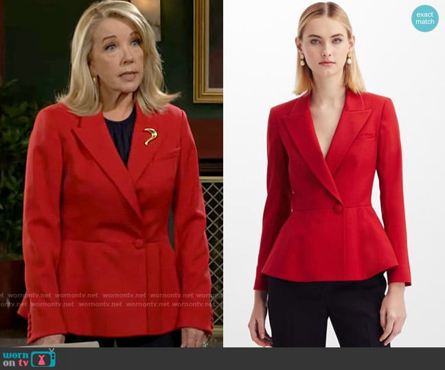 Oscar de la Renta Peplum Jacket worn by Nikki Reed Newman (Melody Thomas-Scott) on The Young and the Restless