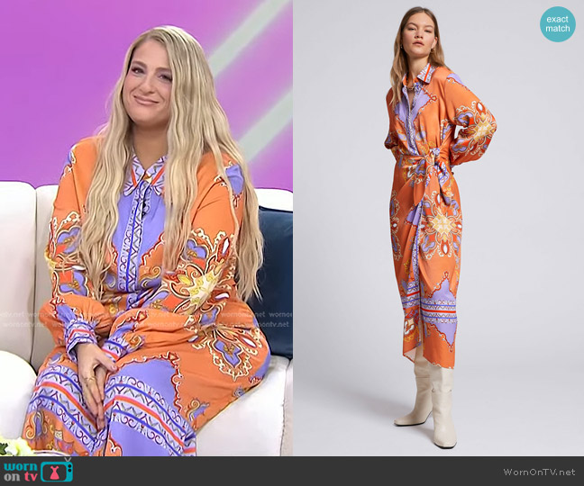 & Other Stories Faux Wrap Midi Shirt Dress worn by Meghan Trainor on Today
