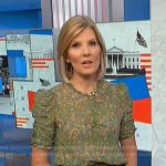 Kate Snow’s green paisley print top on NBC News Daily