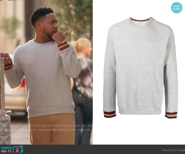 Paul Smith Jersey-knit jumper worn by Anthony Holmes (Aaron Jennings) on Grand Crew