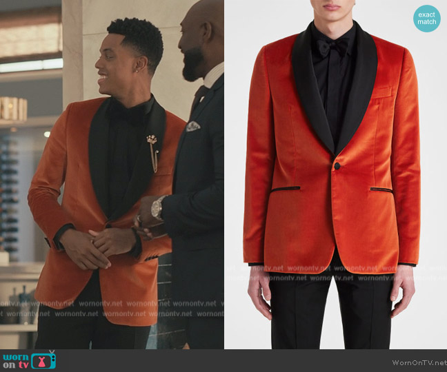 Paul Smith Velvet Shawl Collar Blazer worn by Will Smith (Jabari Banks) on Bel-Air