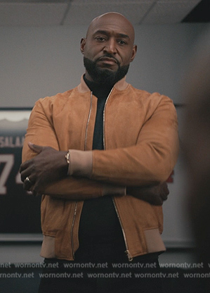 Phil’s mustard suede bomber jacket on Bel-Air