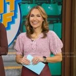Lori’s pink short sleeve sweater and leather skirt on Good Morning America