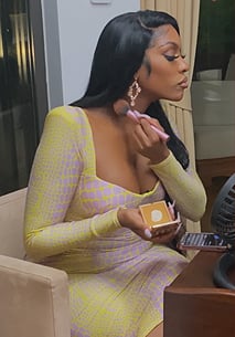 Porsha’s yellow crocodile print top and skirt on The Real Housewives Ultimate Girls Trip