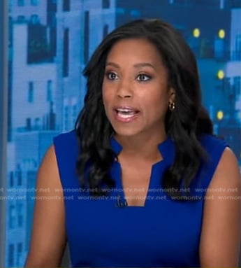 Rachel’s blue sleeveless jumpsuit on Good Morning America