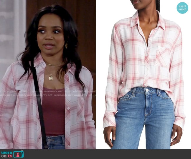 Rails Hunter Shirt in Blush / White / Petal worn by Randi (Kyla Pratt) on Call Me Kat