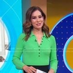 Rebecca’s green ribbed polo top on Good Morning America