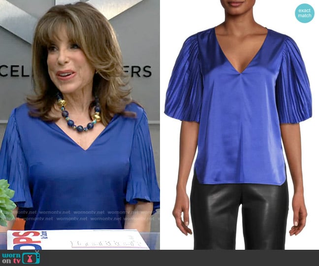Rebecca Taylor Satin Pleated-Sleeve Blouse worn by Esther Valentine (Kate Linder) on The Young and the Restless