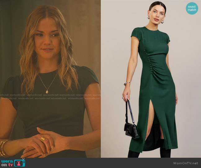 Reformation Frasier Dress in Forest worn by Callie Foster (Maia Mitchell) on Good Trouble
