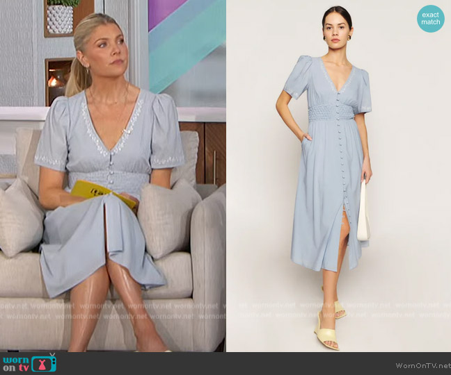 Reformation Kamryn Dress worn by Amanda Kloots on The Talk