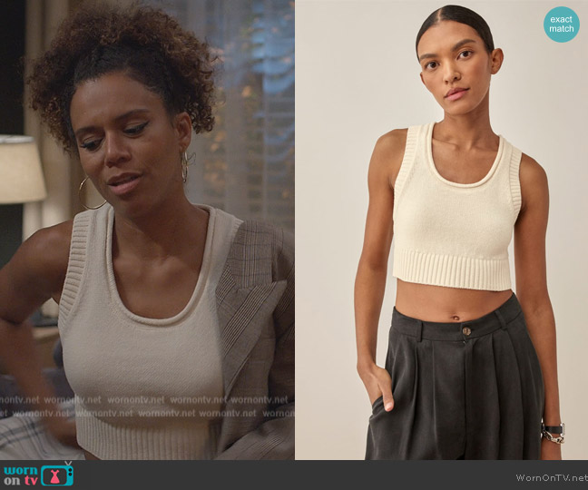 Reformation Norma Cotton Sweater Tank worn by Fay (Grasie Mercedes) on Grand Crew