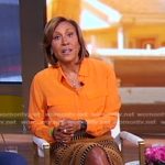 Robin’s orange blouse and brown striped skirt on Good Morning America