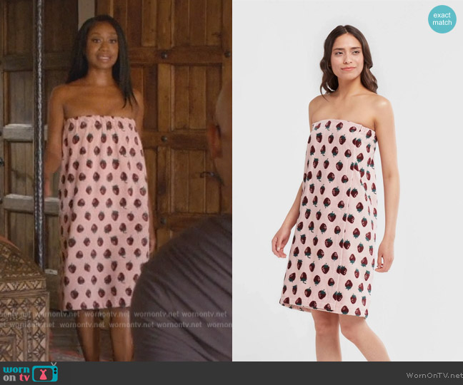 Room Essentials Strawberry print Dress worn by (Maya Lynne Robinson) on Grand Crew